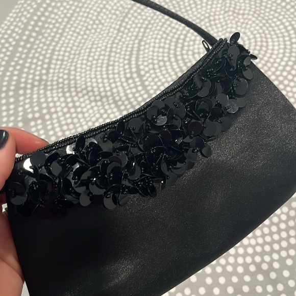 Vintage Satin and Sequin Clutch Bag - Picture 2 of 4